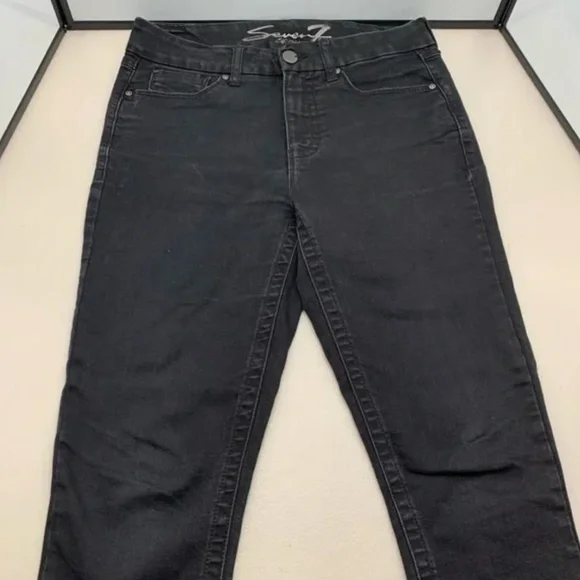 Seven 7 Womens Tummyless High Rise Skinny Jeans Size 8 Black Stretch Denim - Picture 2 of 6